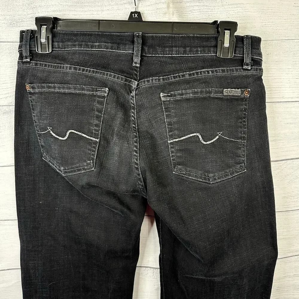 7 For All Mankind 7FAMK size 34 Relaxed Straight Leg Denim Jeans Black - Picture 5 of 11